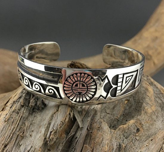 Hopi Lucion Koinva Overlay Cuff Bracelet - 練馬のインディアンジュエリー・雑貨のお店 Little  Pinetree Trading Post