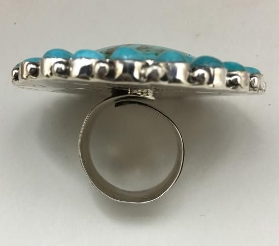 ペンダントトップ　ナバホ　Navajo Tonya June Rafael Navajo Tonya June Rafael Turquoise Cluster Adjustable Ring