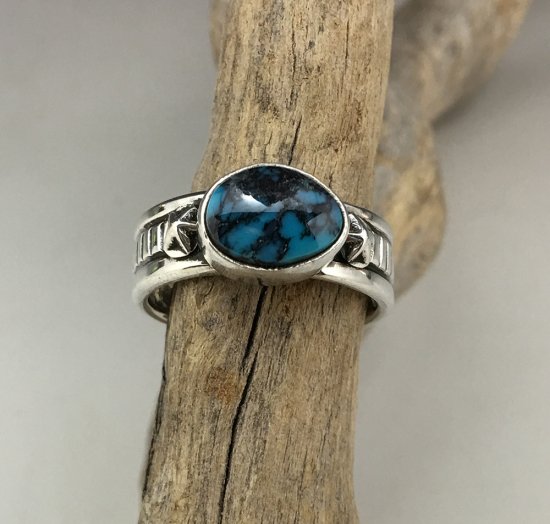 Navajo Steve Arviso Cloud Mountain Turquoise Ring - 練馬の