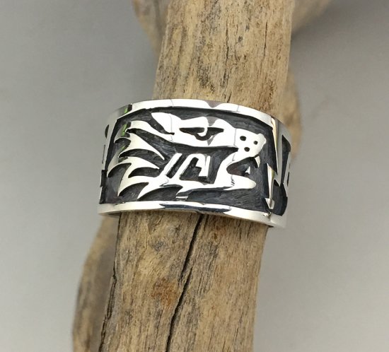 Hopi Pat Tewawina Overlay Ring - 練馬のインディアンジュエリー 