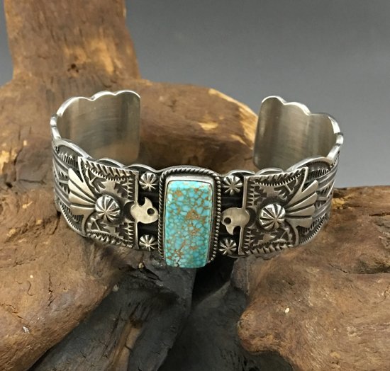 Navajo Darrell Cadman Namber Eight Turquoise Cuff Bracelet - 練馬