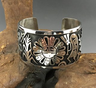 Hopi Berra Tawahongva Overlay Cuff Bracelet