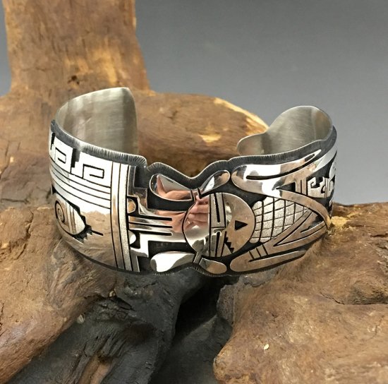 Hopi Berra Tawahongva Overlay Cuff Bracelet - 練馬のインディアンジュエリー・雑貨のお店 Little  Pinetree Trading Post