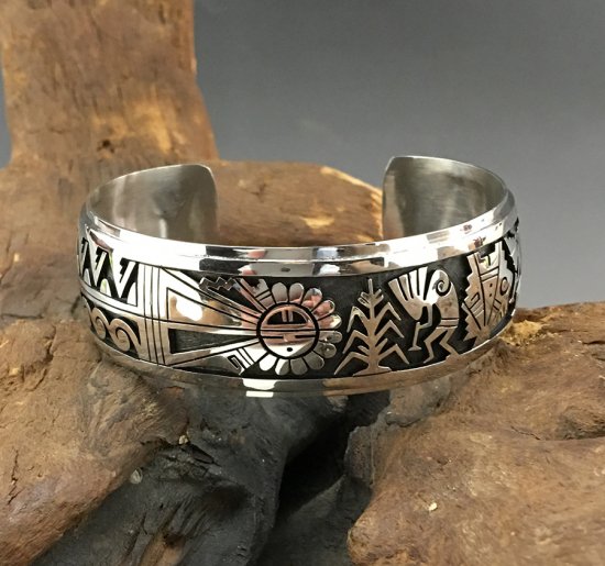 Hopi Berra Tawahongva Overlay Cuff Bracelet - 練馬のインディアンジュエリー・雑貨のお店 Little  Pinetree Trading Post