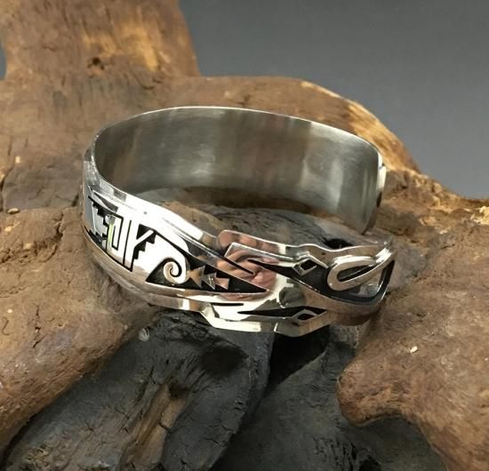 Hopi Berra Tawahongva Overlay Cuff Bracelet - 練馬の