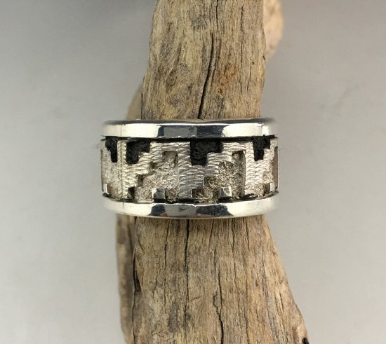 Navajo Dan Jackson Rug Design Overlay Ring - 練馬のインディアン