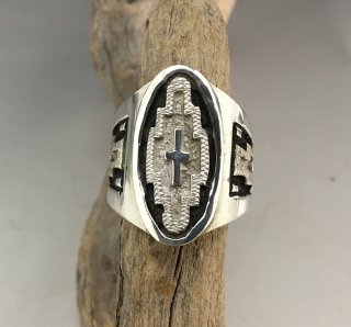 Navajo Dan Jackson Rug Design Overlay Ring