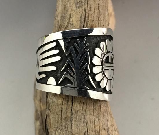 Hopi Berra Tawahongva Overlay Ring - 練馬のインディアンジュエリー
