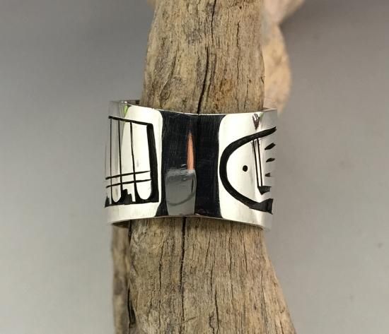 Hopi Berra Tawahongva Overlay Ring - 練馬のインディアンジュエリー