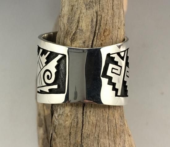 Hopi Berra Tawahongva Overlay Ring - 練馬のインディアン