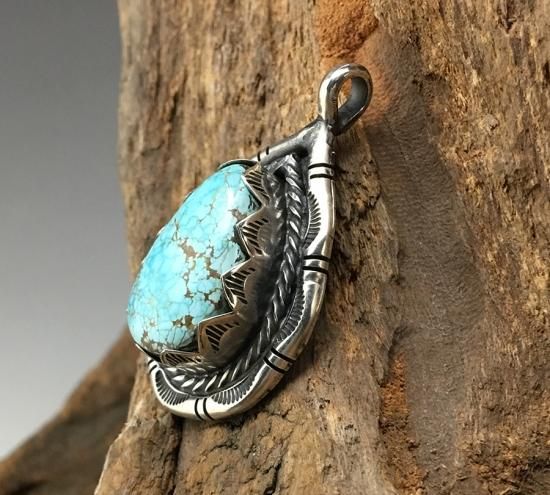 Navajo Fred Peters Number Eight Turquoise Pendant - 練馬のインディアンジュエリー・雑貨のお店  Little Pinetree Trading Post