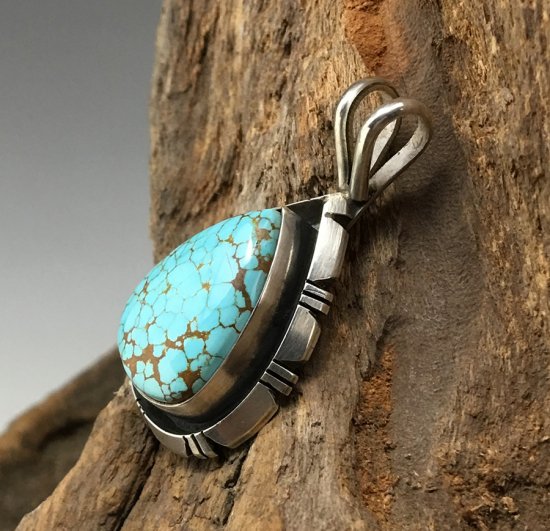 Navajo Fred Peters Number Eight Turquoise Pendant - 練馬の