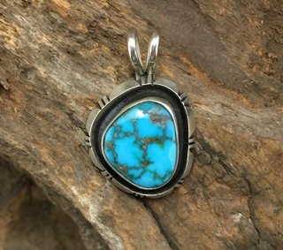 Navajo Fred Peters Candelaria Turquoise Pendant