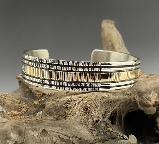 Navajo Bruce Morgan 14K & Silver Cuff Bracelet - 練馬の