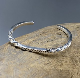 Navajo Bruce Morgan Stamp and Twisted Cuff Bracelet