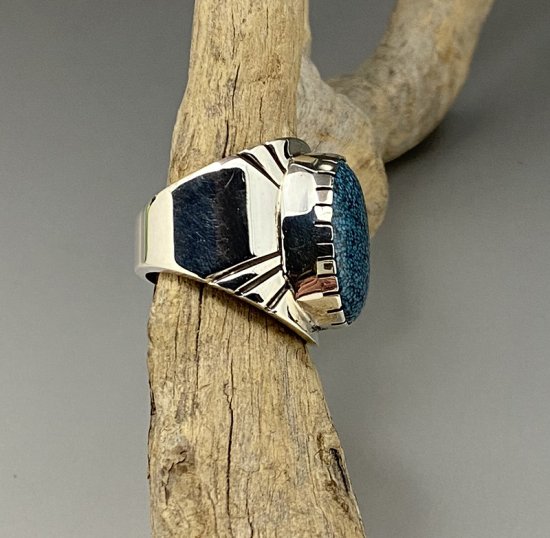 Navajo Leonard Nez High Grade Spider Web Kingman Turquoise Ring -  練馬のインディアンジュエリー・雑貨のお店 Little Pinetree Trading Post