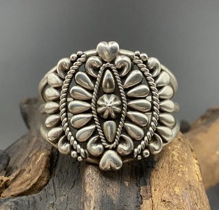 Navajo Thomas Jim Silver Cluster Cuff Bracelet