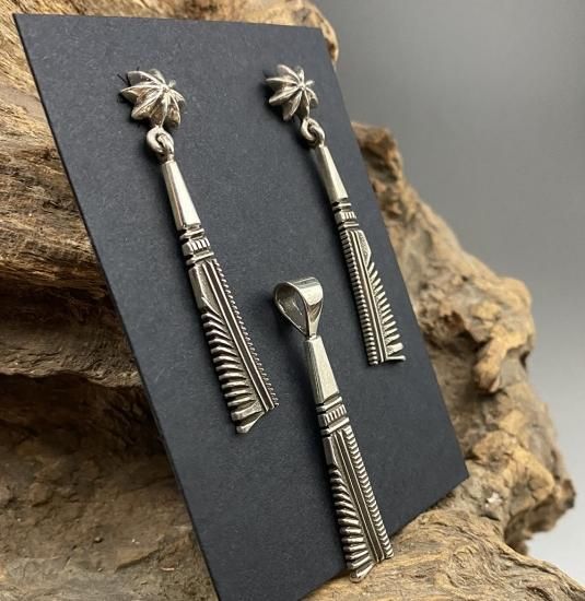 Navajo Ron Bedonie Silver Pendant Earrings Set - 練馬の