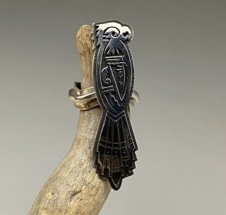 Hopi Berra Tawahongva Parrot Design Overlay Ring