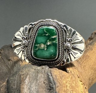 Navajo Fritson Toledo Broken Arrow Variscite Cuff Bracelet