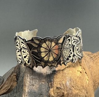 Hopi Bennett Kagenvema Flower & Butterfly Overlay Cuff Bracelet