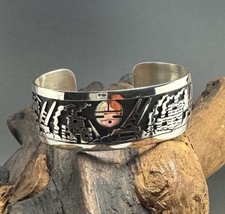 Hopi Brian Kagenvema Overlay Cuff Bracelet