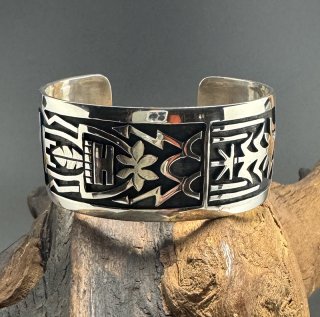 Hopi Lendrick Lomayestewa Overlay Cuff Bracelet