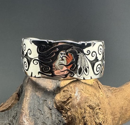 Hopi Shane Joseph Overlay Cuff Bracelet - 練馬のインディアンジュエリー・雑貨のお店 Little  Pinetree Trading Post