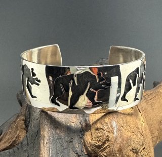 Hopi Stewart Tewawina Dacawyma Overlay Cuff Bracelet