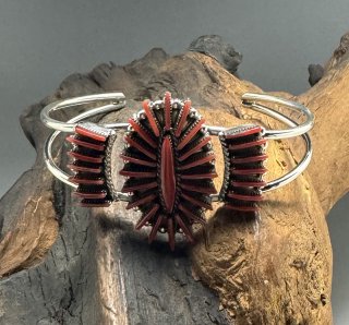 Zuni Carla Laconsello Coral Needle Point Cuff Bracelet