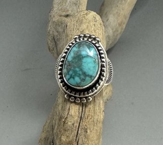 Navajo Fritson Toledo 6.5cts Natural Lone Mountain Turquoise Ring