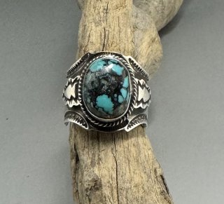 Navajo Andy Cadman Natural Lone Mountain Turquoise Ring