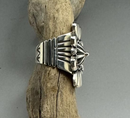 Navajo Thomas Jim Silver Cluster Ring - 練馬のインディアン Navajo Thomas Jim Silver Cluster Ring - 練馬のインディアン