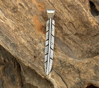 Navajo Ron Bedonie Silver Feather Pendant