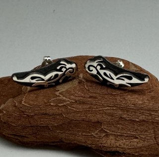 Navajo Raymond Kyasyousie Butterfly Overlay Earrings