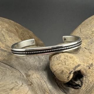 Navajo Harrison Jim Ingot Silver Stripes & Chisel Work Cuff Bracelet