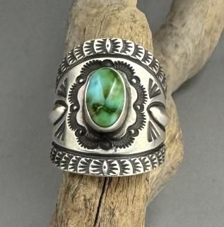 Navajo Herman Smith Sonoran Gold Turquoise Ring