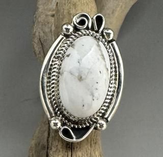 Navajo Leslie Nez White Buffalo Adjustable Ring