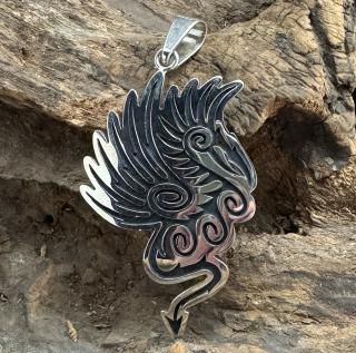 Hopi Ruben Saufkie Water Dragon Motif Overlay Pendant