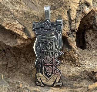 Hopi Berra Tawahongva  Chief Kachina Overlay Pendant