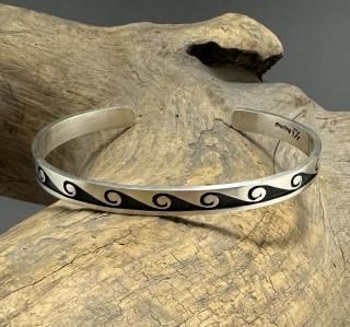 Hopi Darren Seweyestewa Overlay Cuff Bracelet
