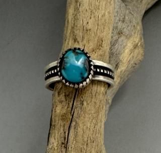 Navajo Andy Cadman Natural Lone Mountain Turquoise Ring