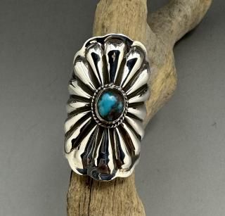 Navajo Darrell Cadman Natural Bisbee Turquoise Bump Out Ring