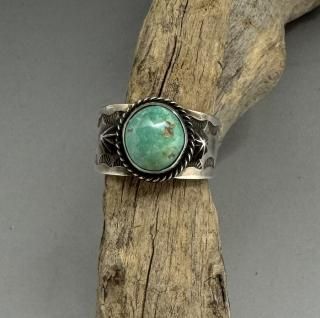 Navajo Andy Cadman Natural Calico Lake Turquoise Ring
