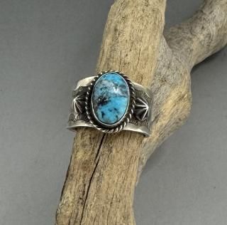 Navajo Andy Cadman Natural Kingman Turquoise Ring