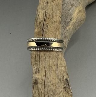 Navajo Bruce Morgan 14K Gold On Silver Ring 