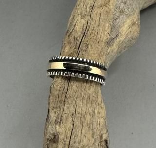 Navajo Bruce Morgan 14K Gold On Silver Ring