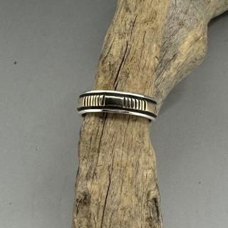Navajo Bruce Morgan 14K Gold On Silver Ring