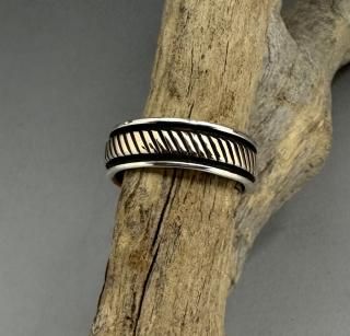 Navajo Bruce Morgan 14K Gold On Silver Ring