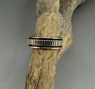 Navajo Bruce Morgan 14K Gold On Silver Ring